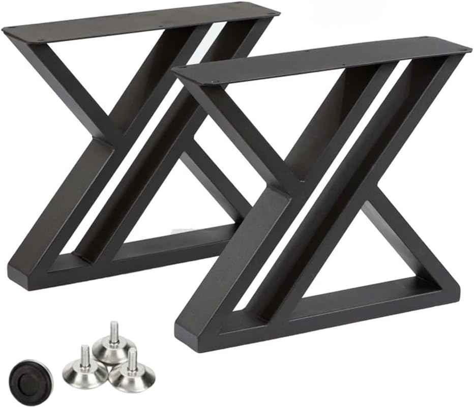 16-Inch Black Metal Coffee Table Legs - Industrial Triangle Design, Set of 2