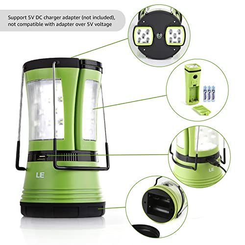 Le LED Camping Lantern 600LM with Detachable Flashlight – USB-Cable & Car Charger Included