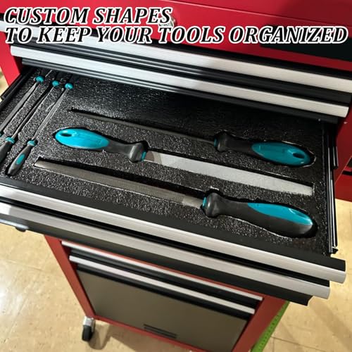 6 Pack Tool Box Foam Inserts for Cases,Tool Box Liner Polyethylene Sheets, Toolbox Kaizen Organizer and Storage Shadow(18 x 12 x 1 Inch,Red, Black) (6 Pcs Foam)