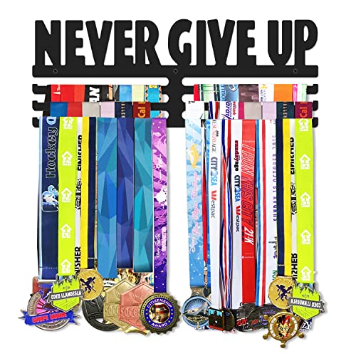 Medal Display Hanger - Never Give Up Wall-Mounted Hook Rack