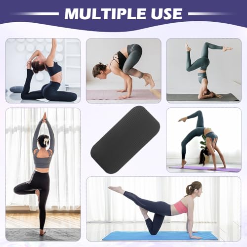 Yoga Knee Pad Cushion - Non-Slip Foam Mat, Black, 38x17x1.5CM