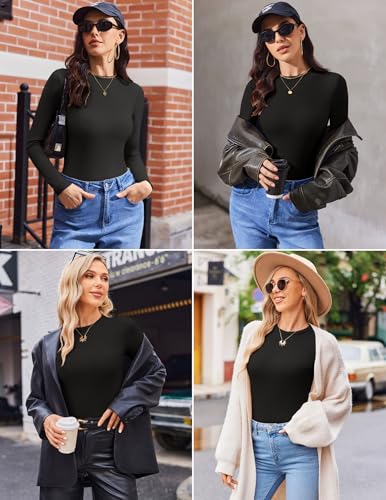 Womens Long Sleeve Thermal Undershirt - Black, Large