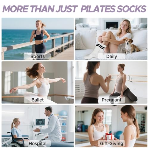 Slouchy Pilates Crew Socks with Grips for Yoga & Barre - Multicolor-02