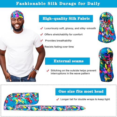 Camouflage Silky Durag for Men & Women - Aqua Camouflage