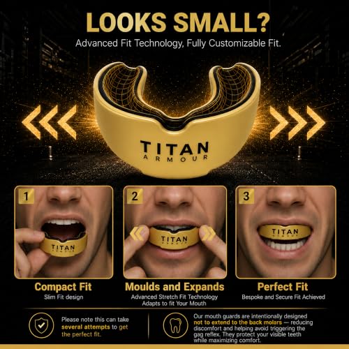Titan Armour Adult Solid Gold Dual-Layer Boil & Bite Mouthguard for Boxing & Martial Arts