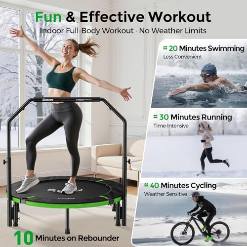 40-Inch Mini Rebounder Trampoline for Adults with Handlebar