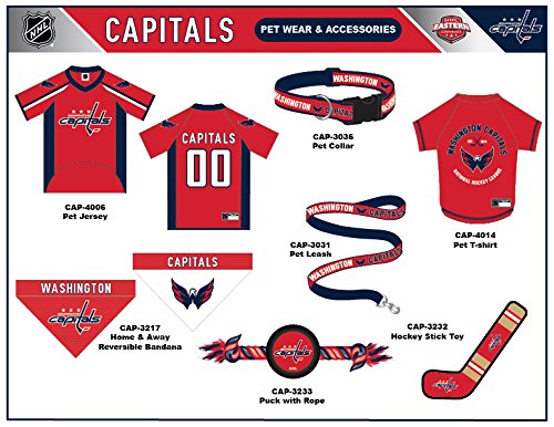 Pets First NHL Washington Capitals Hockey Stick Dog Toy - Tough Nylon Squeaker, 16 Inch, Licensed Sports Pet Toy