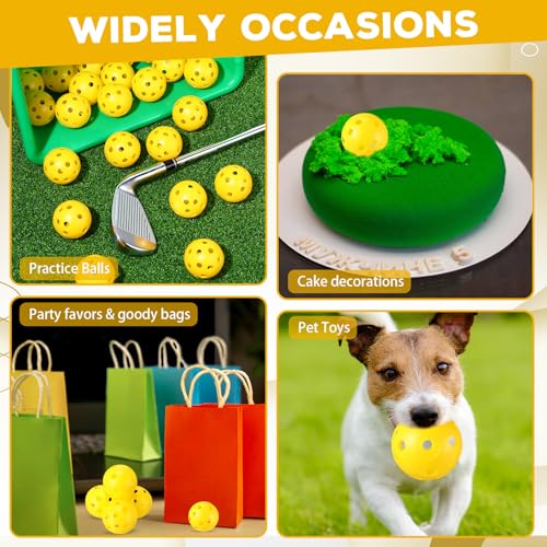Lunmon Yellow 24 Pack Practice Golf Balls 42mm Plastic Golf Balls for Training