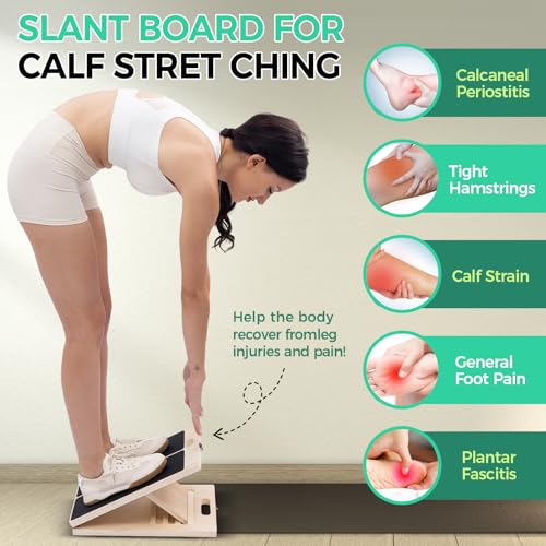 Calf Stretching Slant Board - Adjustable Wooden Incline Board