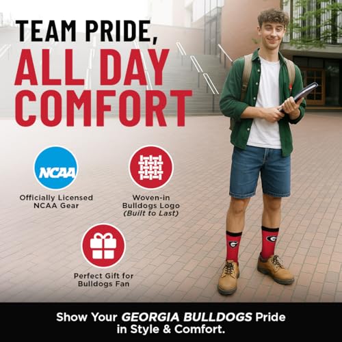 NCAA Georgia Bulldogs Youth MVP Crew Socks - One Size