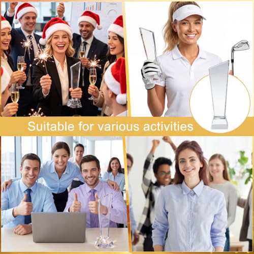 Personalized Crystal Glass Trophy Award - 2 Pcs with Gift Box