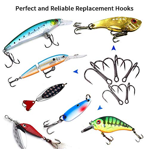 Treble Fishing Hooks Set - 50pcs, Sizes #2 to #10, Sharp Design