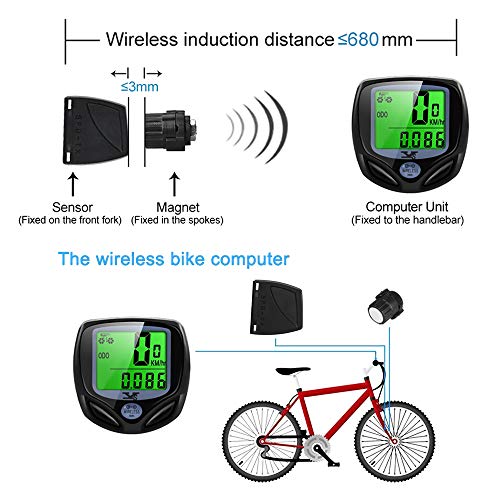 Wireless Waterproof Bicycle Speedometer & Odometer with LCD Display
