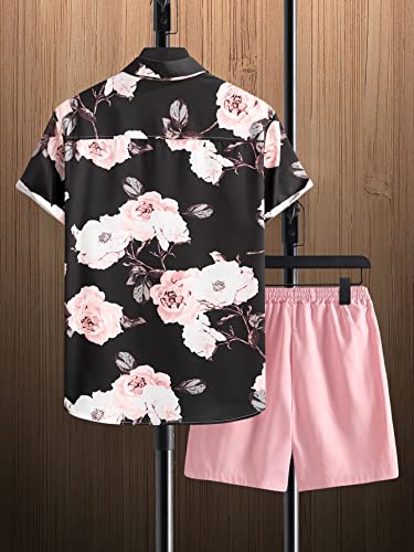GORGLITTER Men's Beach Cruise Vacation Outfits Floral Shirt and