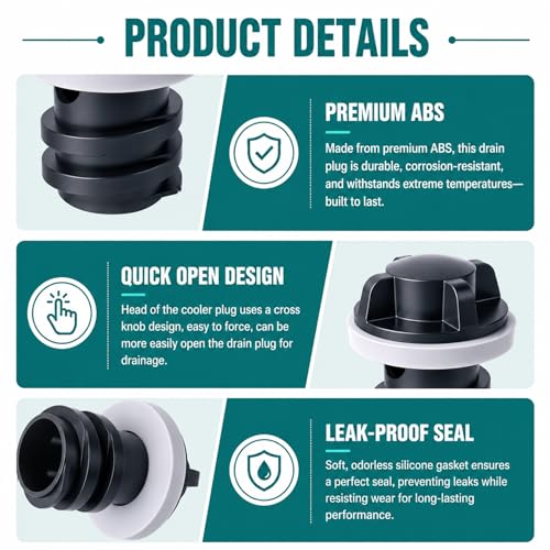 Leak-Proof Cooler Drain Plug Replacement for YETI & RTIC Models