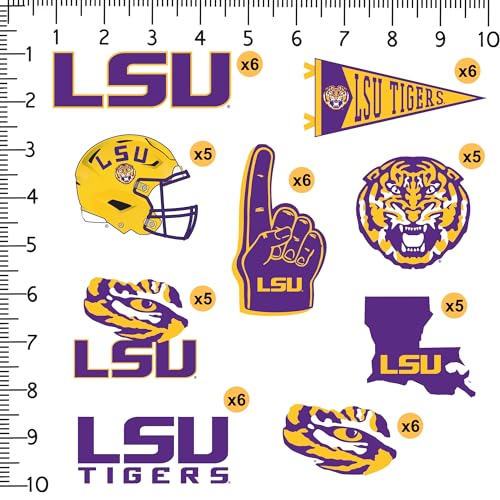 Lsu Tigers Waterproof Vinyl Sticker Pack - 50 Official Decals for Laptops, Water Bottles & More (Variation: THIS listing: Lsu)