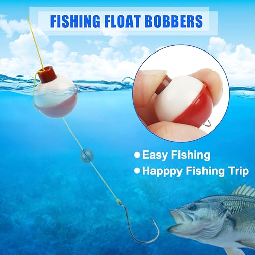 Fishing Bobbers Set - Red/White Snap-On Floats, 0.75 Inch, Pack of 10