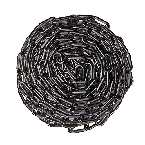 US Weight (Made in USA) 2" x 100' Black Plastic Safety Chain ft. SunShield UV Resistant Technology