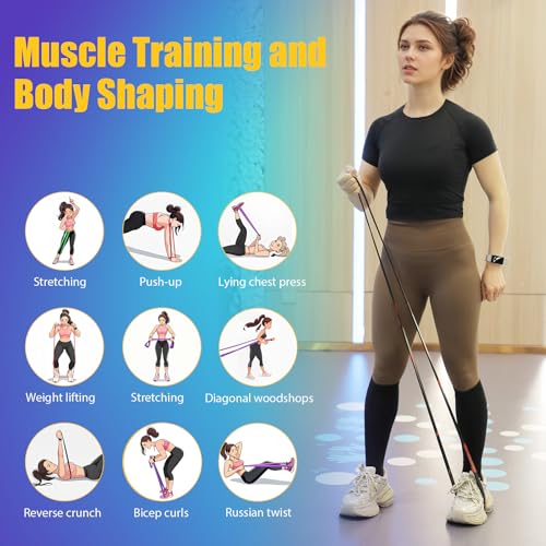 Resistance Bands Set - Natural Rubber, 10-125LBS for Home & Gym Workouts