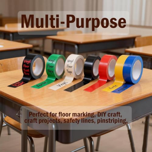 Vinyl Floor Marking Tape - No Residue, Multi-Purpose for Home & Office
