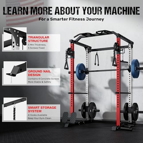 2000LBS Power Cage with Cable Crossover - Red DP01