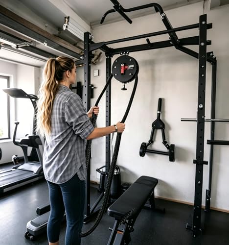 Endless Rope Trainer with Adjustable Resistance (11-66 lbs) - Black and Red