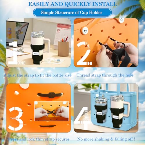 Bogg Bag Cup Holder with Hooks - Fits 16-40oz, Adjustable - 1 PC