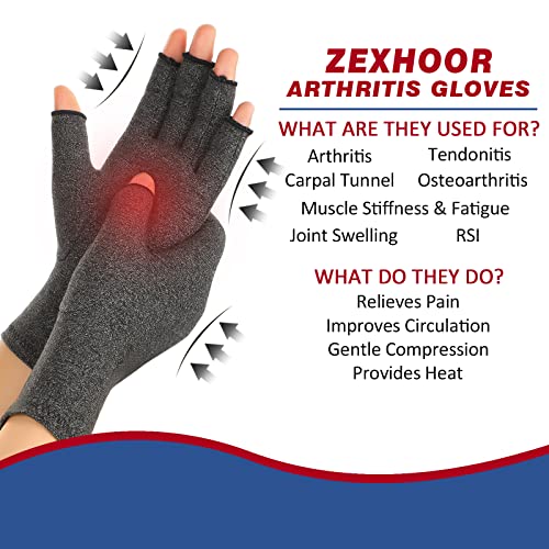 Arthritis Compression Gloves for Pain Relief - Medium Brown & Grey