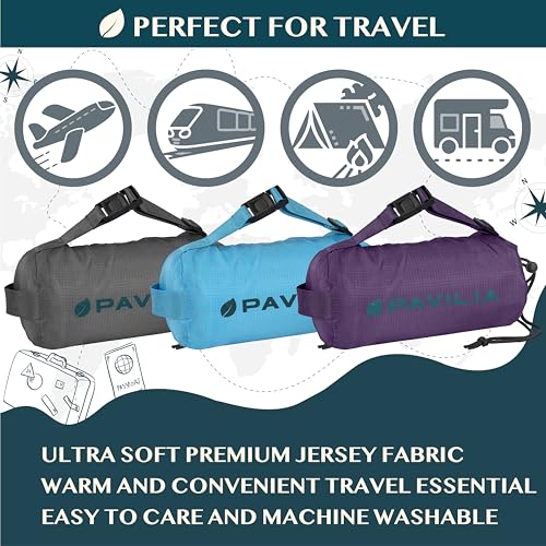 PAVILIA Gray Travel Blanket 65x40 Inches Lightweight Compact with Bag