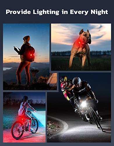 USB Rechargeable Bike Lights Set - Front & Back, Waterproof IP65, 10 Modes