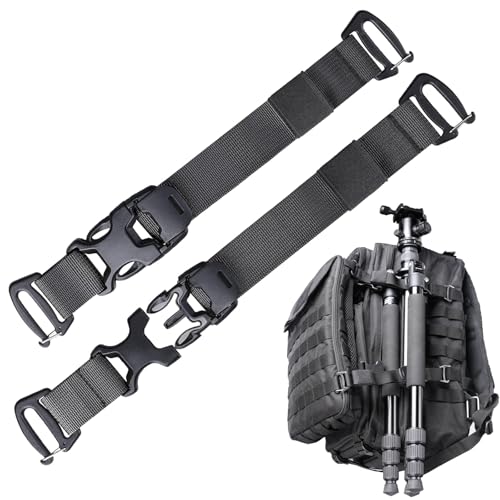 Molle Attachment Strap for Tactical Military Backpack - Adjustable, Black (2-Pack)