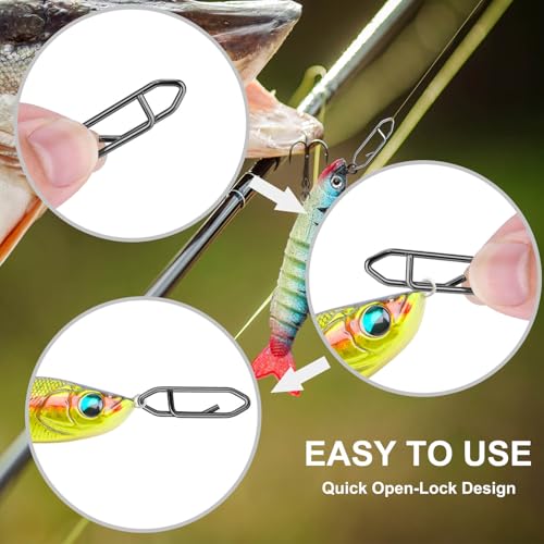 200 Pcs Fishing Speed Clips - High Strength Stainless Steel - Black