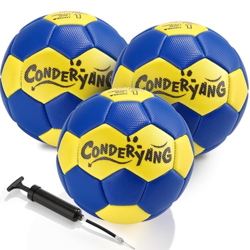 3-Pack Youth Handballs with Pump - Durable PU Design