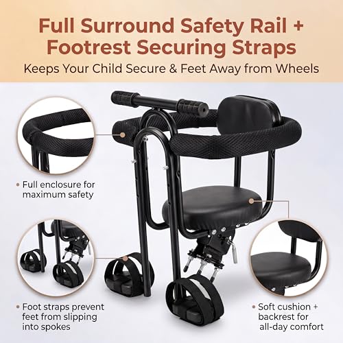 Toddler Bike Seat Front Mounted - Full Coverage for Kids 1-4 Yrs