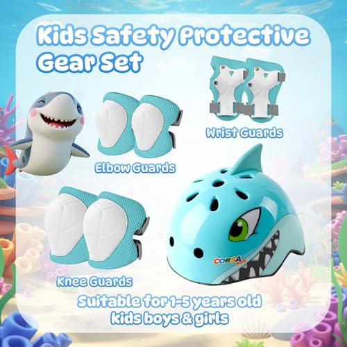 Anharluka Kids Dinosaur Shark Bike Helmet Set for Ages 2-5, S-216, Small 50-54cm