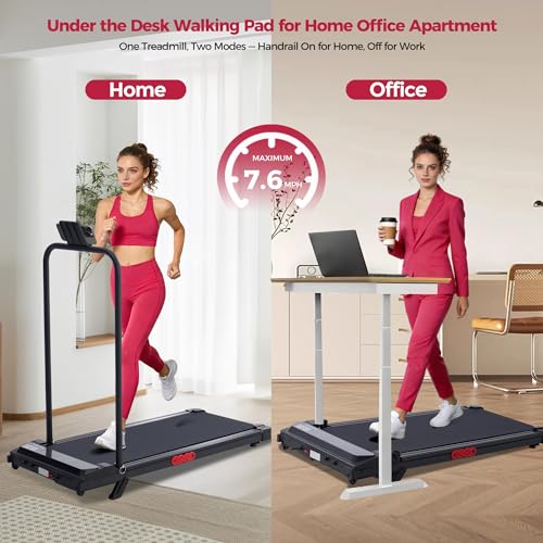 Compact Walking Pad Treadmill with Incline & Handle Bar - 350LBS