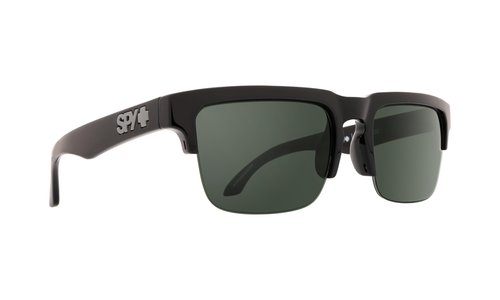 Spy Optic Helm 50/50, Square Semi-rimless Sunglasses, Color and Contrast Enhancing Lenses, Black - Happy Gray Green Lenses
