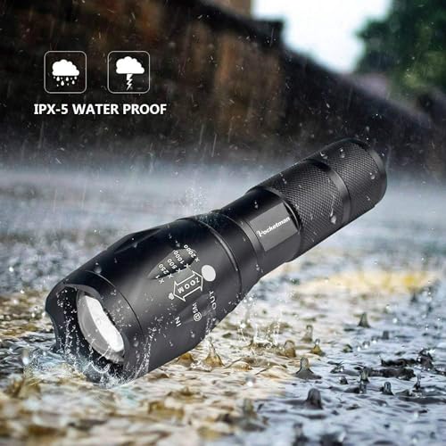 Pocketman Super Bright LED Tactical Flashlight 5 Modes Water Resistant Portable Torch