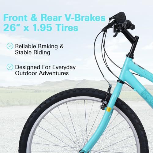26 Inch Women’s Mountain Bike - 21 Speed V-Brakes, Light Blue