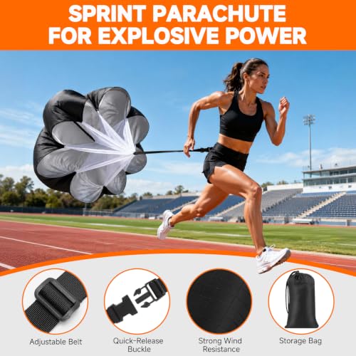 20ft Agility Ladder Training Set with Hurdles, Cones & Parachute