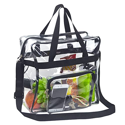 Clear Stadium Approved Bag with Front Accessory - Black