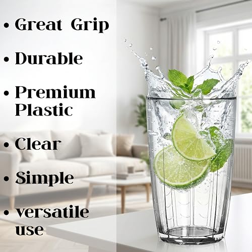 ZEAYEA 6-Pack 14 oz Acrylic Drinking Cups, Unbreakable Stackable Tumbler Set BPA-Free