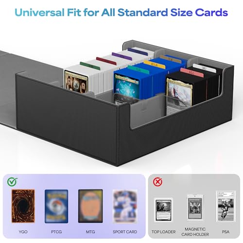 Card Storage Box for 1800+ Sleeved Cards - PU Leather Organizer with Dividers