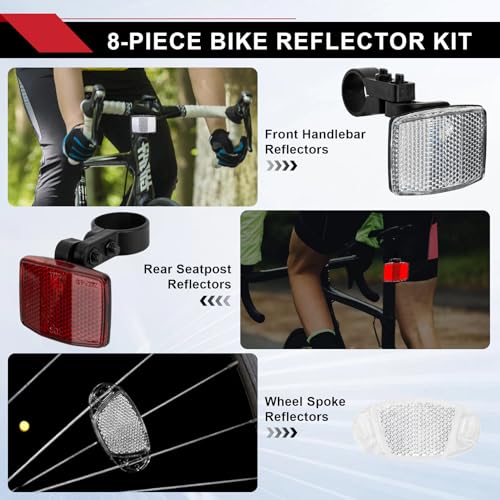 8-Piece Bicycle Reflector Kit for Enhanced Nighttime Safety