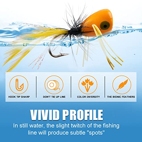 Fly Fishing Popper Lures Kit - 10pcs Red Bass Poppers for Freshwater
