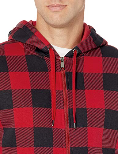 Men's Full-Zip Fleece Hoodie - X-Small Red Buffalo Plaid