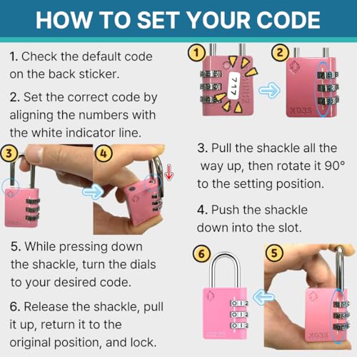 3-Digit Combination Lock - Secure Padlock for Gym, School & Outdoor - Emerald