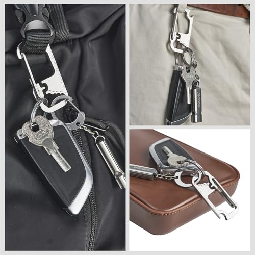 Carabiner Keychain Clip Multi-Tool with Bottle Opener - Black