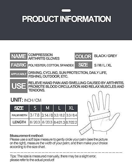 Fingerless Arthritis Compression Gloves for Pain Relief - Black, Medium