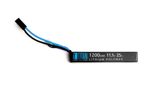 Titan Lithium Polymer (LiPo) Airsoft Battery | 1200mAh 11.1v Stick- Tamiya Plug | Fast Trigger Response | Made in The USA